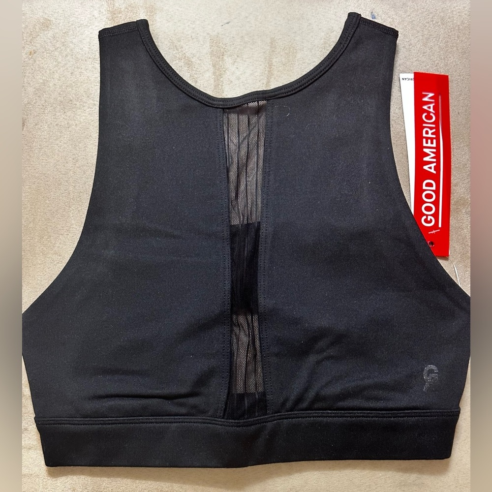 GOOD AMERICAN NWT PINTUCK PERFORMANCE MESH BRA